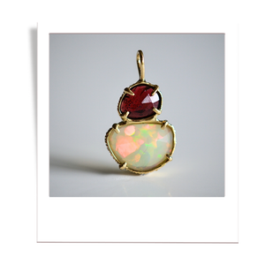 Welo Opal and Garnet pendant