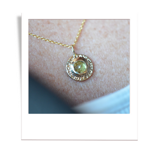 Gold Peridot Disc Pendant