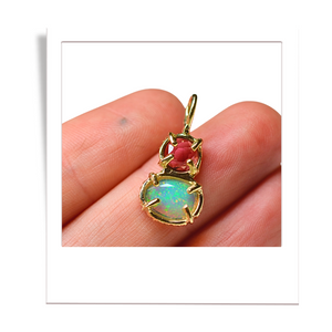 Tourmaline + Welo Opal Pendant